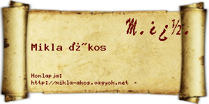 Mikla Ákos névjegykártya